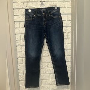 Silver Jeans Dark Blue Women's Skinny Suki Capri